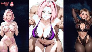 Hentai big tits are waiting for their first anal sex. Girls from anime and games