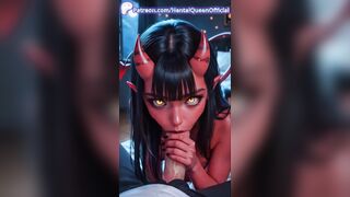 Red Demon Girl Succubus Big Tits Creampie - Horny Devil Babe Fucked Hard on Bed & Cum on Face Hentai 2025