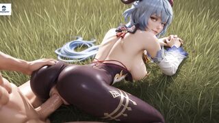 Genshin Impact Ganyu animated anal footjob titjob blowjob