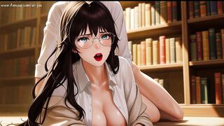 Gap Moe glasses beautiful woman , the private study session in the library.Super temptation.Episode 2. AI-generated