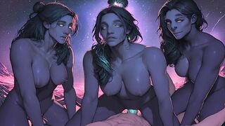 Simulation Love – Triple Facial Cumshot Overload: Three Blonde Goddesses Covered in Thick Cum – Animated Hentai
