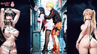 Hentai anime. Cartoon characters. Naked bitches get cum