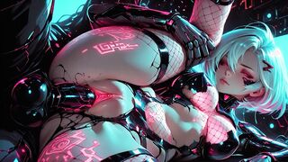 Simulation Love – Cyberpunk Blowjob Overload: Neon Catgirl in Shiny Black Latex Sucking Glowing Cock