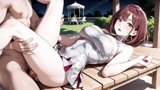 Brown Haired Big Tits Silver Bikini Gazebo Creampie Overload Ahegao Eyes Rolling