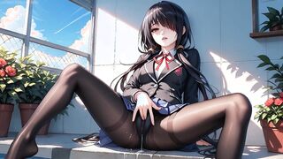 Kurumi Tokisaki secluded herself in the garden but was caught masturbating