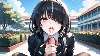 Kurumi Tokisaki secluded herself in the garden but was caught masturbating