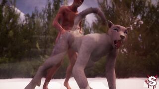 Lucky guy fucks two sexy furries outdoors