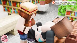 Girl with huge cock fucks her busty secretary - Minecraft Futa animation