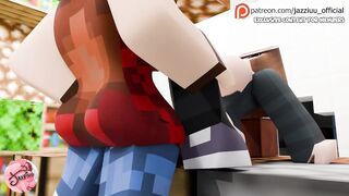 Girl with huge cock fucks her busty secretary - Minecraft Futa animation