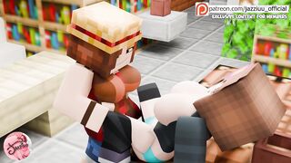 Girl with huge cock fucks her busty secretary - Minecraft Futa animation