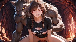 Furry hentai. Wild extreme sex with monster werewolf and his friendThreesome mmf