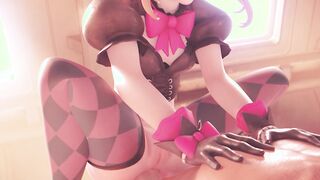 D.Va Thighjob Fetish & Hard Anal Fuck on the Beach with Creampie Happy Ending - Overwatch 3D Hentai Animation