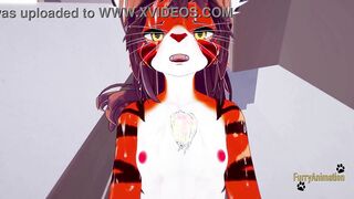 Furry Hentai - Point Of View Tigress sucks cock and penetrated by fox