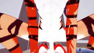 Furry Hentai - Point Of View Tigress sucks cock and penetrated by fox