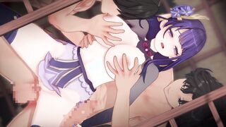 【Genshin Impact Raiden Shogun #03】gangbang 3D Hentai Animation.(Fingering,handjob,blowjob,sex)
