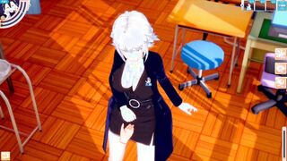 [Eroge Koikatsu! ] FGO Jeanne Alter's boobs rubbed and Nio standing handjob blowjob sex after having you serve! Big Brea