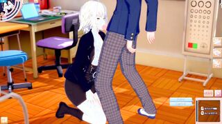 [Eroge Koikatsu! ] FGO Jeanne Alter's boobs rubbed and Nio standing handjob blowjob sex after having you serve! Big Brea