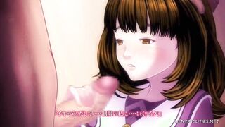 Busty hentai hottie fucked hard from behind after getting a messy facial