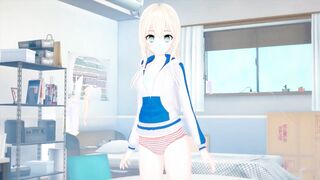 Cute blonde anime girl gets covered with cum - Hentai anime