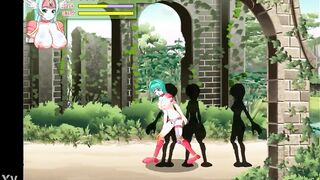 Cute green haired lady having sex with invisible men in erotic hentai ryona game video