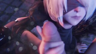 2B plays with your Dick and you cum on her face . Nier Automata