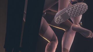 League Of Legends Hentai - Akali penetrated on her knees and sitting