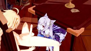 Genshin Impact Hentai - Aether & Ganyu jerking off & penetrarion