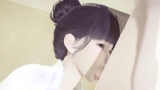 Hentai Uncensored - Shoko blowjob & penetrated on four in a library