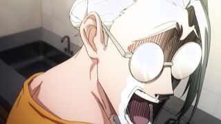 The Brunette MILF Pins Sakamoto Against The Wall, Ripping His Shirt Before Riding His Cock