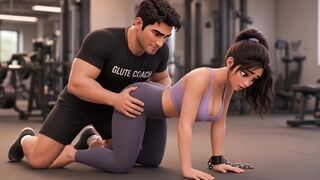 Butt workout ended with a hot fuck in the shower gym