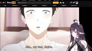 Marin x Gojo fucks on game night - Hentai Elf Vtuber Reacts