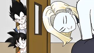 Dragon Ball Z - Android 18 having sex with trunks - goku and vegita accidentally find them having sex