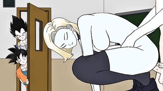 Dragon Ball Z - Android 18 having sex with trunks - goku and vegita accidentally find them having sex