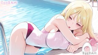 Marriagetoxin hentai - Kinosaki Mei big tits swimsuit blow job hentai By Egg2Art