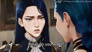 Jinx tries lesbian sex with Caitlyn (Arcane)