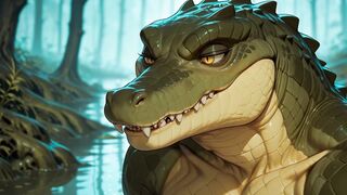 Crocodile Fucks Frog Girl in a Swamp