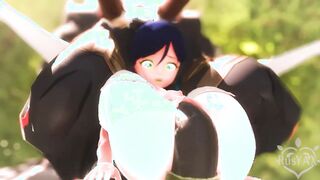 In the forest thicket, Mitachurl fucks Venti in the pussy with his big dick!