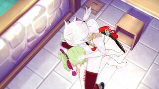Genshin Impact Hentai - Kazuha & Kuki sucking dick & penetrarion until cum