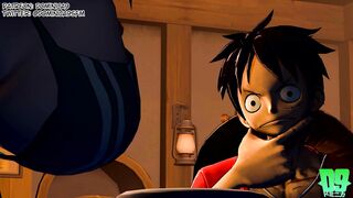 Nami Teaches Luffy What Sex Feels Like - Luffy shoots a huge load inside Nami's pirate pussy