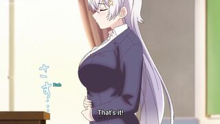 Weak Teacher 1 (ecchi anime) - Clumsy busty anime teacher rips her stockings in class