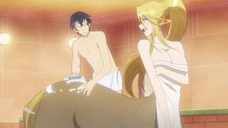 Monster Musume 4 - Ecchi - Slime girl gives master a slippery boob washing