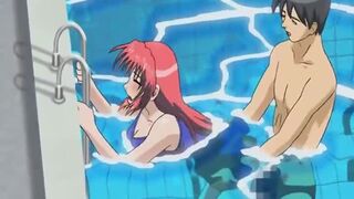 Ane Haramix 4 - Redhead gets fucked underwater in a swimming pool while talking to friends