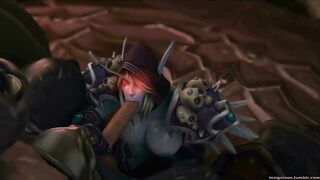 Sylvanas Windrunner gangbanged by horny orcs