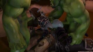 Sylvanas Windrunner gangbanged by horny orcs