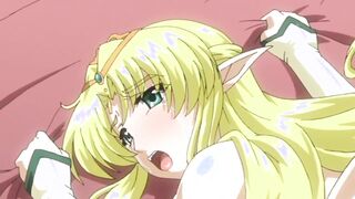Elf no Futago Hime - Busty blonde elf gets on her knees sucking cock and swallowing hot sperm