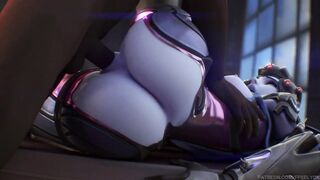 Widowmaker shakes her nice ass and gets her face fucked
