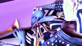 Blue Star 1 - Space girl licking and finger the asshole of a blue alien