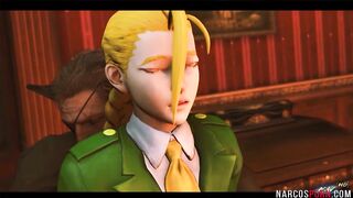 Blonde Cammy from Street Fighter gets thigh fucked by dirty general