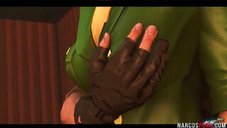 Blonde Cammy from Street Fighter gets thigh fucked by dirty general
