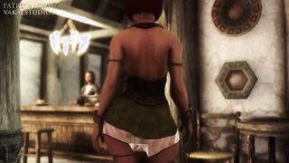 Redhead Tavern Girl Dances Slutty For Money - 3D Animation